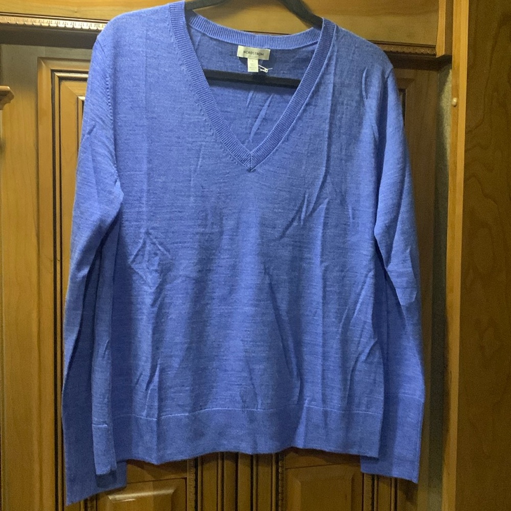 NWOT Nordstrom Washable Merino Blue Sweater Size Large